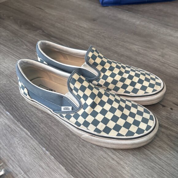 Vans Classic Slip-On Checkerboard Blue White Size 12 - Picture 3 of 8